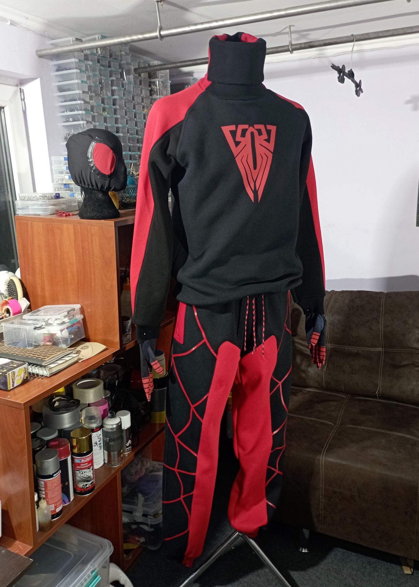 Spider outfit: Miles Morales hoodie cosplay/ spider man bodysuit cosplay / casual cosplay / Hand made sweatshirt / spider man hoodie