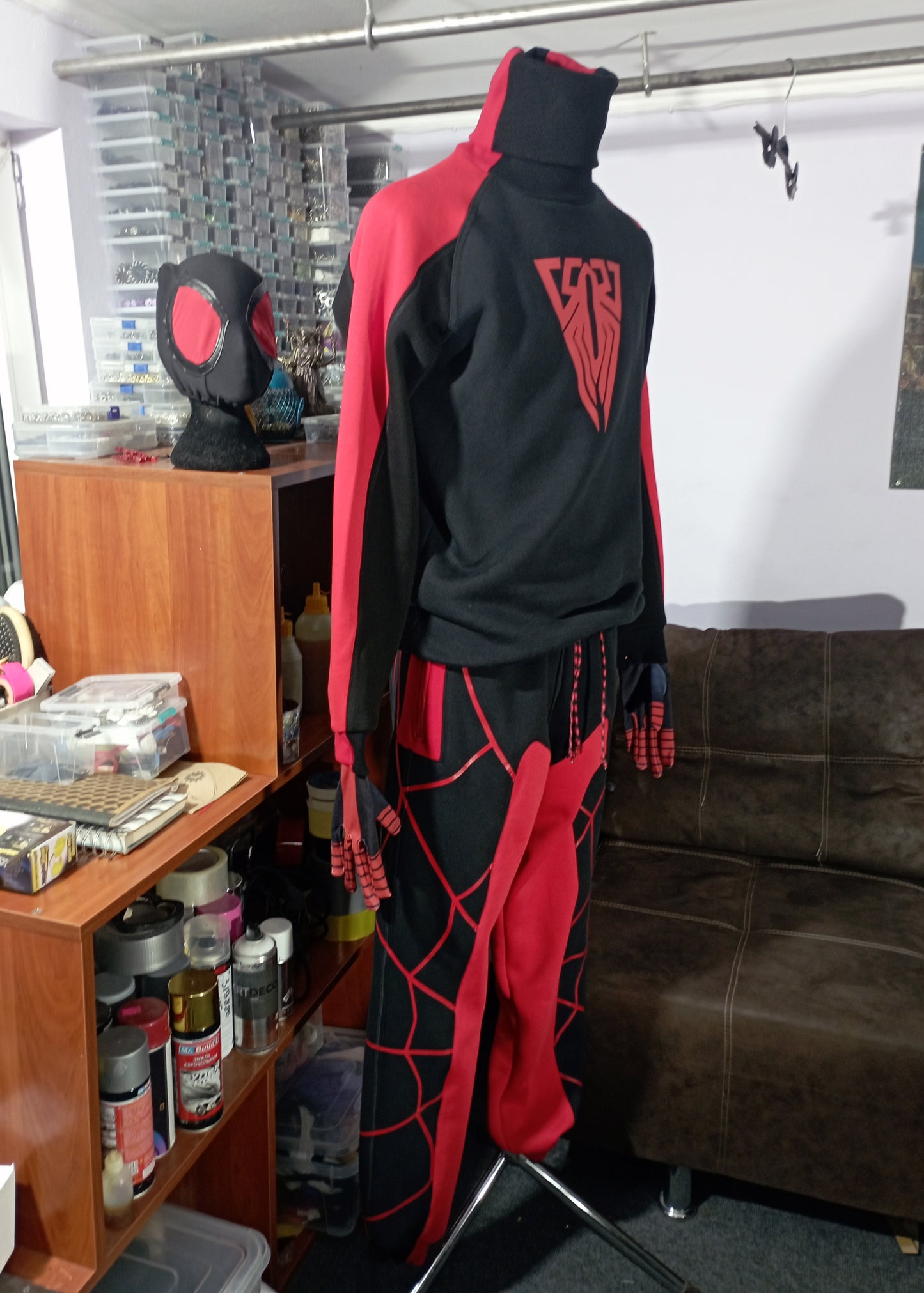 Spider outfit: Miles Morales hoodie cosplay/ spider man bodysuit cosplay / casual cosplay / Hand made sweatshirt / spider man hoodie