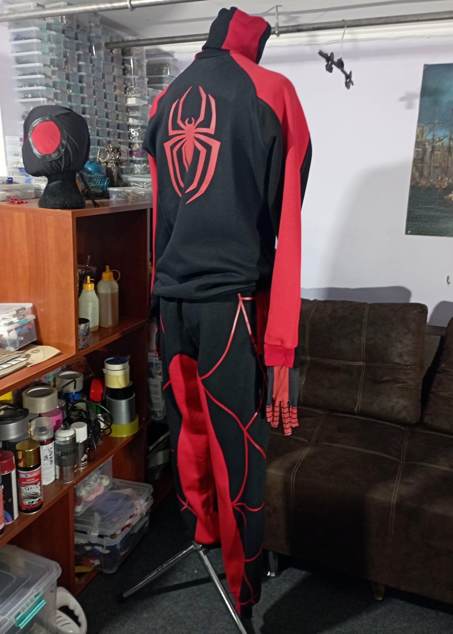Spider outfit: Miles Morales hoodie cosplay/ spider man bodysuit cosplay / casual cosplay / Hand made sweatshirt / spider man hoodie