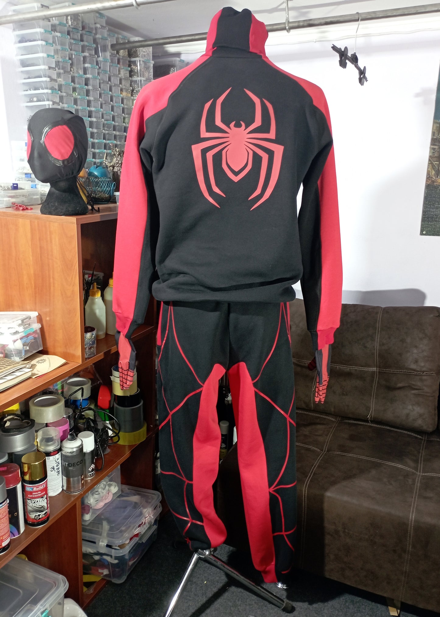 Spider outfit: Miles Morales hoodie cosplay/ spider man bodysuit cosplay / casual cosplay / Hand made sweatshirt / spider man hoodie