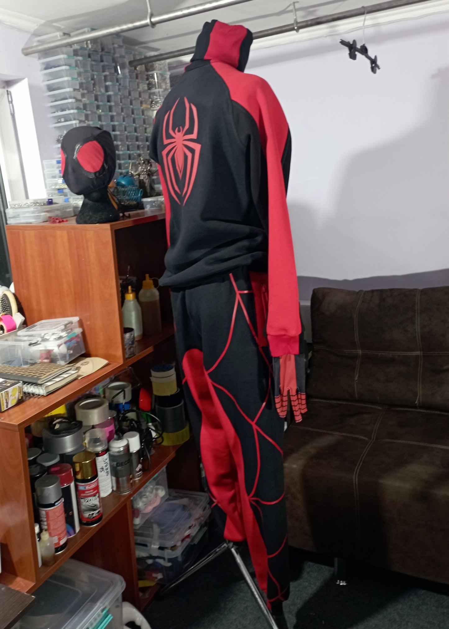 Spider outfit: Miles Morales hoodie cosplay/ spider man bodysuit cosplay / casual cosplay / Hand made sweatshirt / spider man hoodie