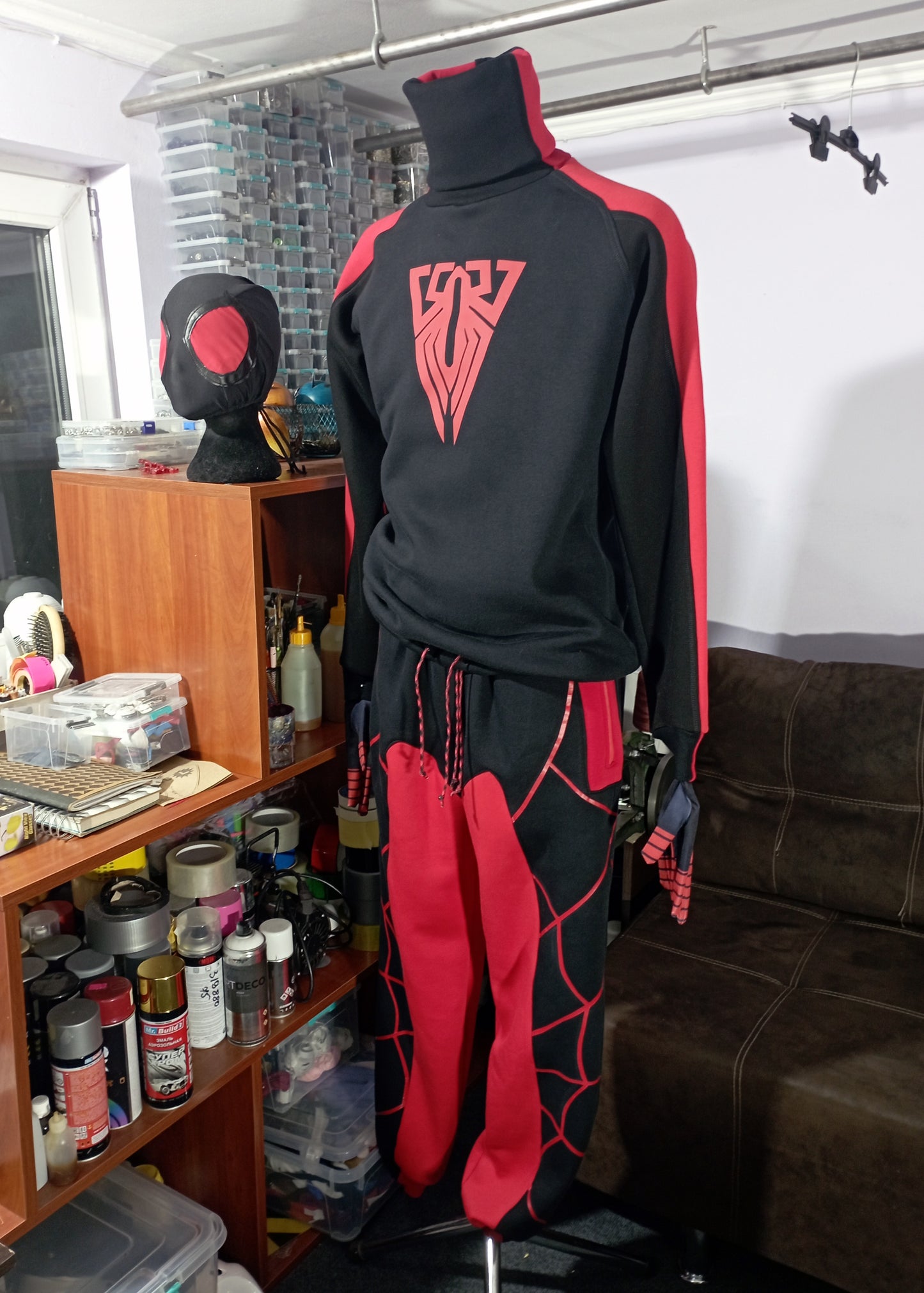 Spider outfit: Miles Morales hoodie cosplay/ spider man bodysuit cosplay / casual cosplay / Hand made sweatshirt / spider man hoodie