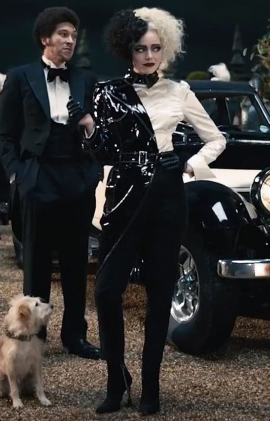 Cosplay Cruella de Vil outfits  / Emma Stone leather outfit / leather costume / punk costume (pre-order)