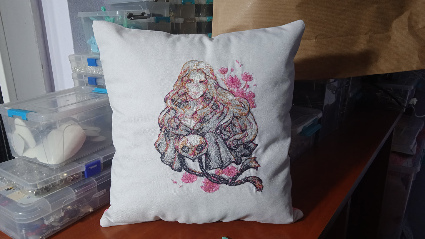 Custom emboidered game/anime character pillow / personalized pillow Venat from Final Fantasy 14