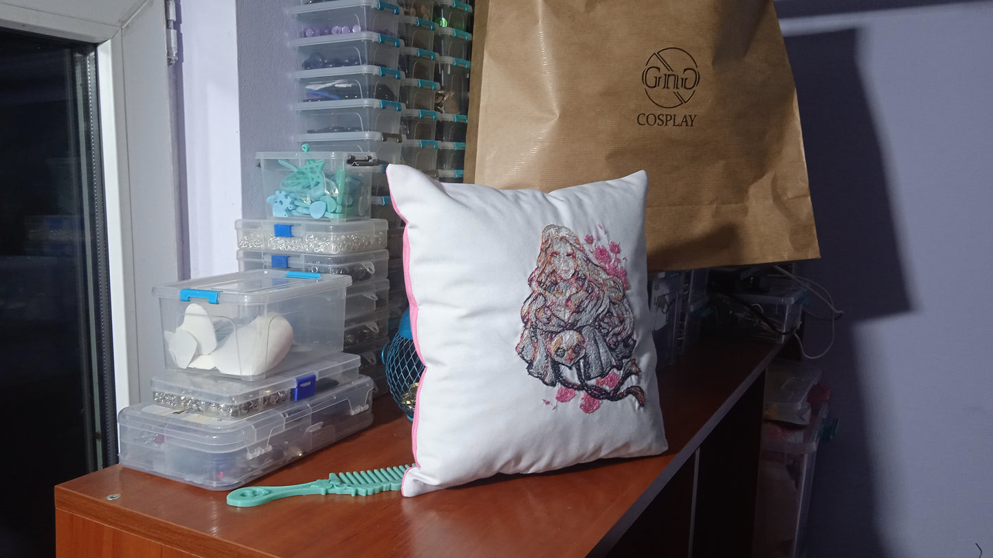 Custom emboidered game/anime character pillow / personalized pillow Venat from Final Fantasy 14