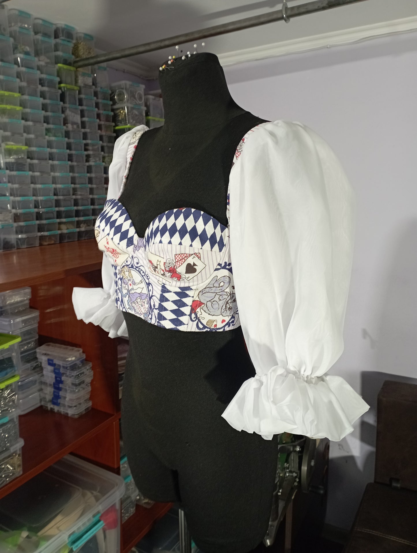 Custom corset top inspired by Alice in Wonderland