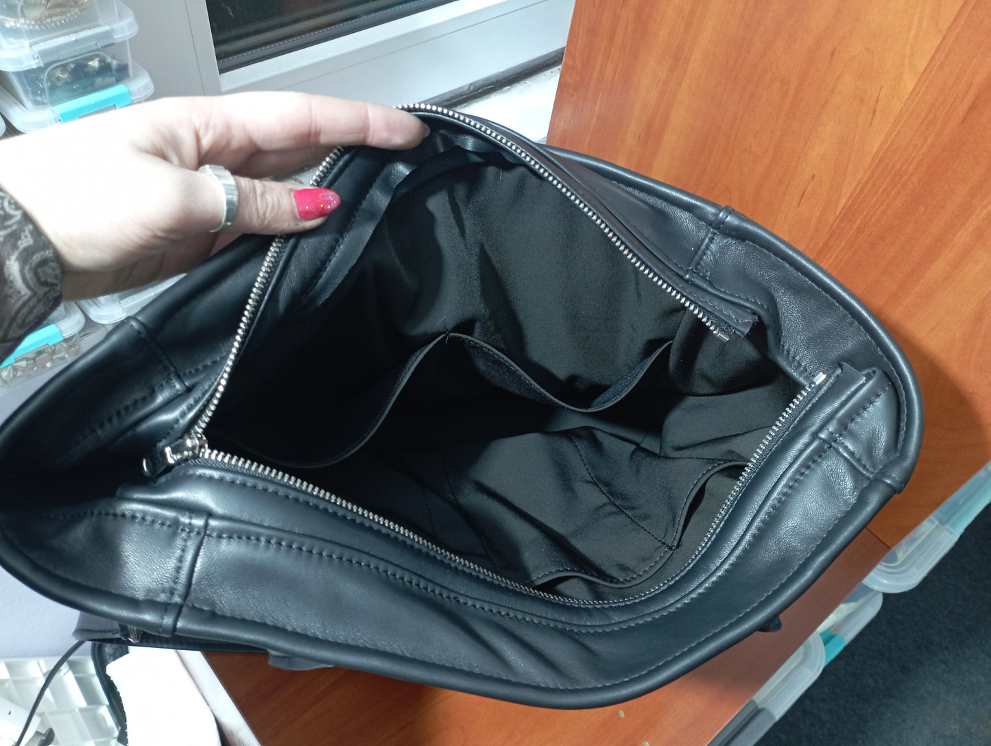 Custom consealed carry tote inspired by Cruella dalmatian coat