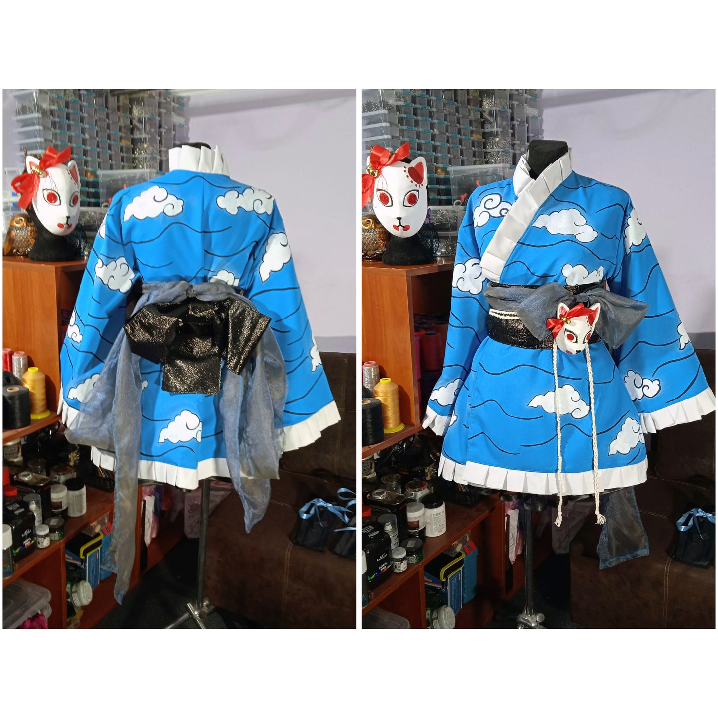 Inspired by Tanjiro Blue lolita kimono