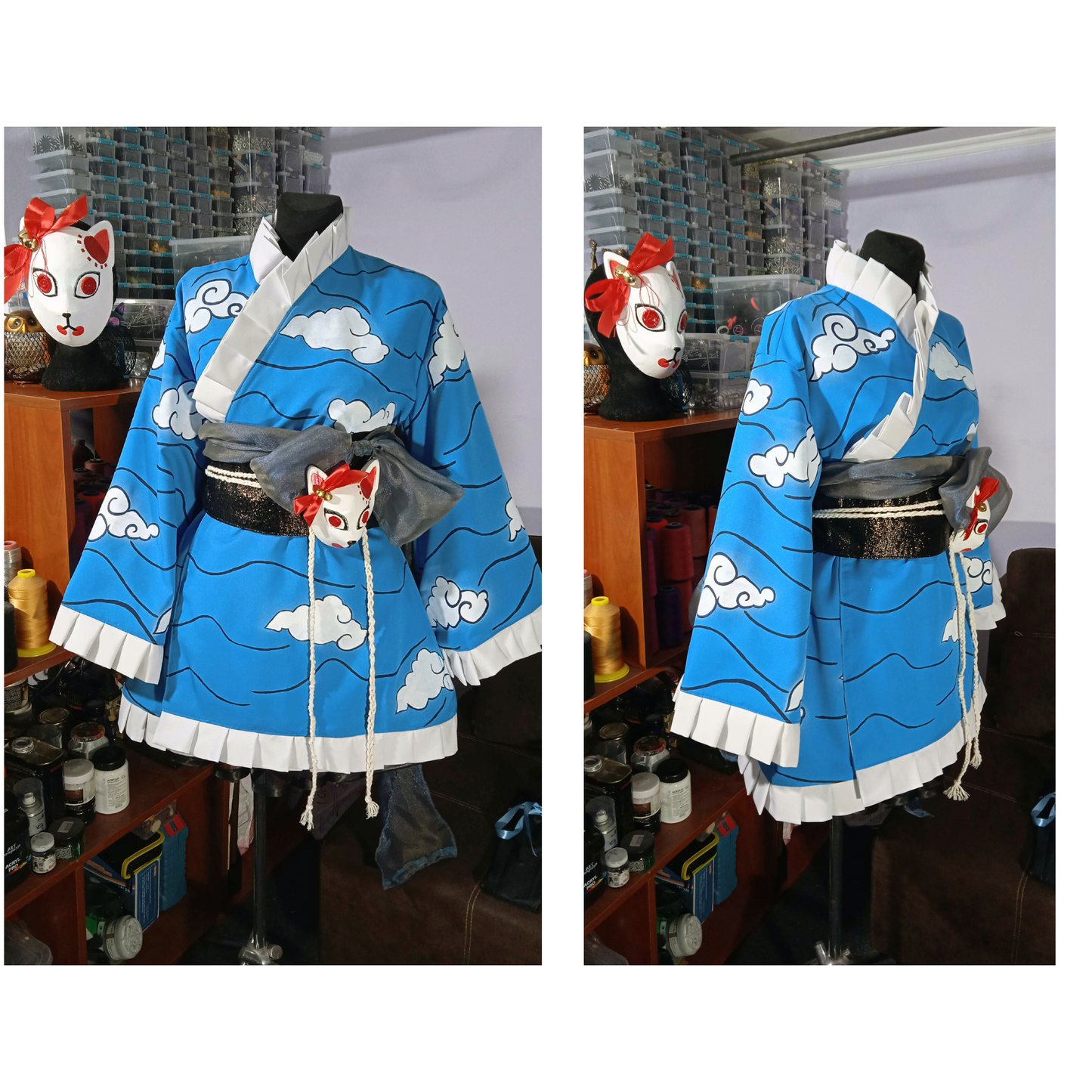 Inspired by Tanjiro Blue lolita kimono