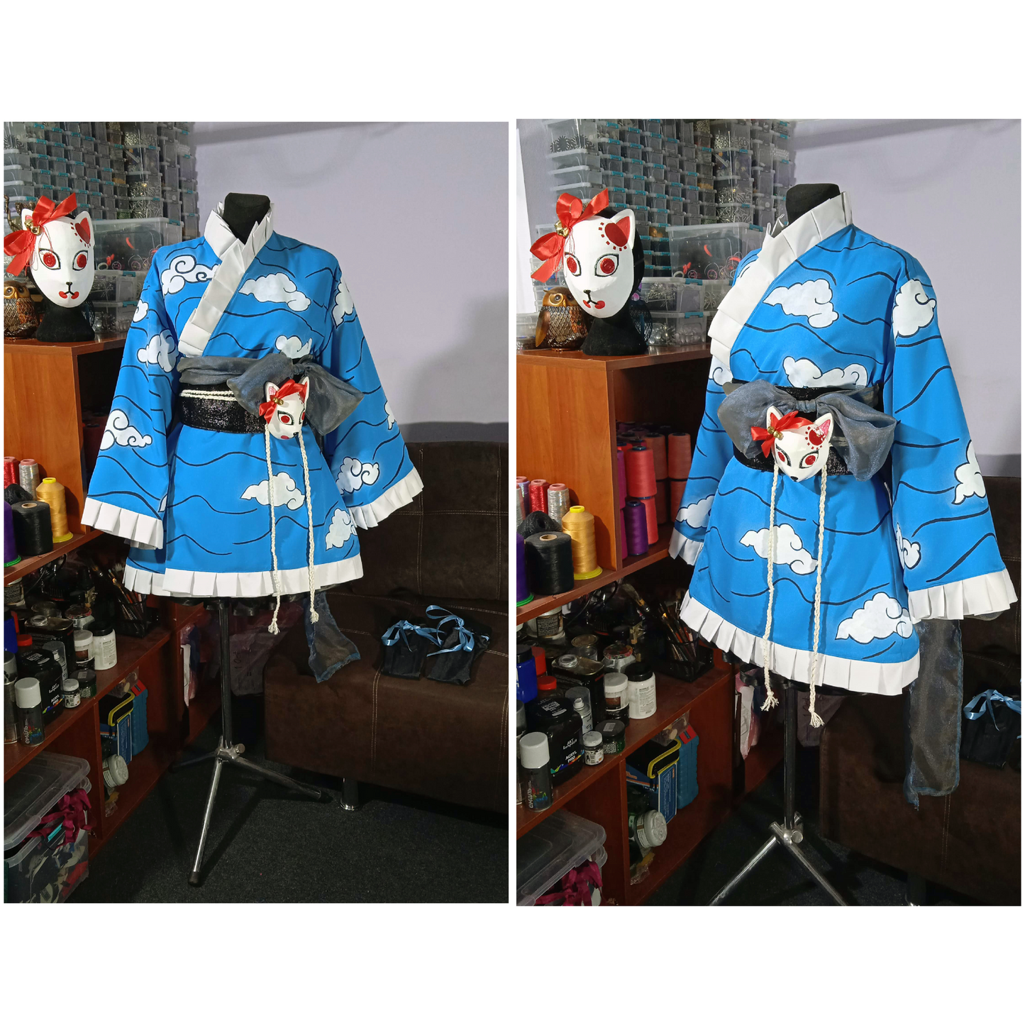 Inspired by Tanjiro Blue lolita kimono