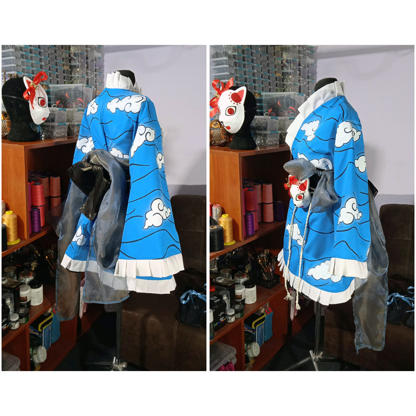 Inspired by Tanjiro Blue lolita kimono