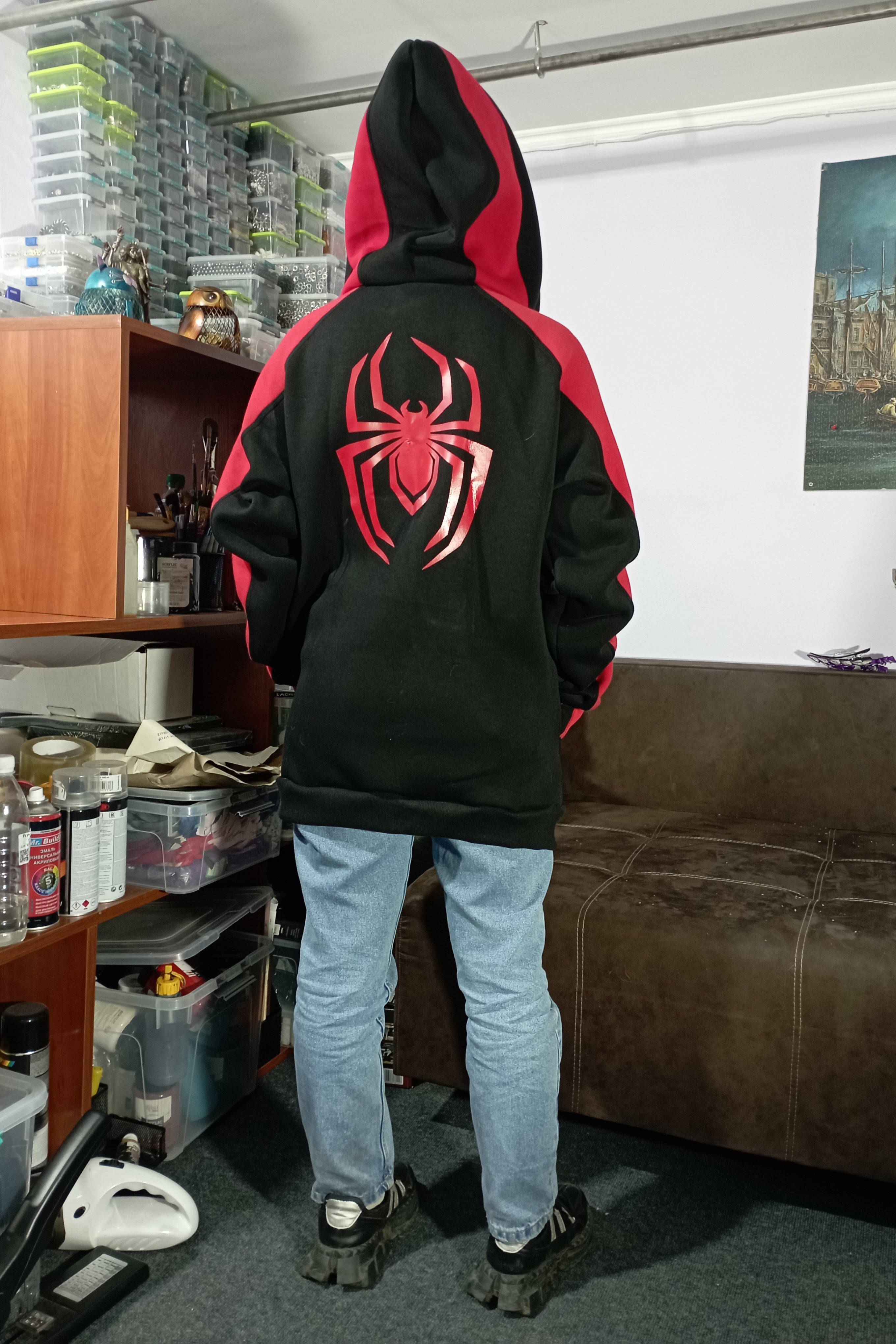 Spider outfit Miles Morales zip up hoodie cosplay spider man hoodie GNG Cosplay