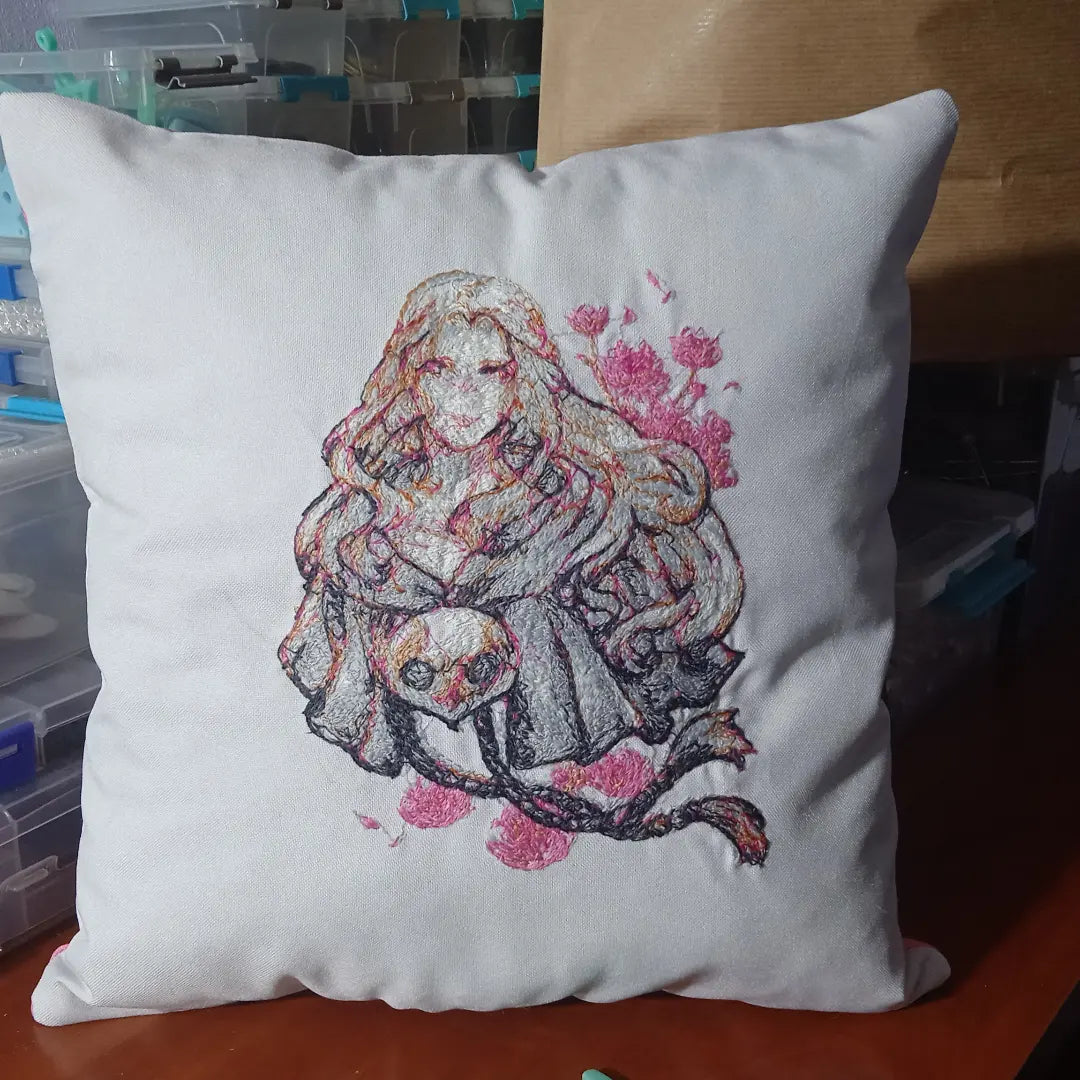 Custom emboidered game/anime character pillow / personalized pillow Venat from Final Fantasy 14