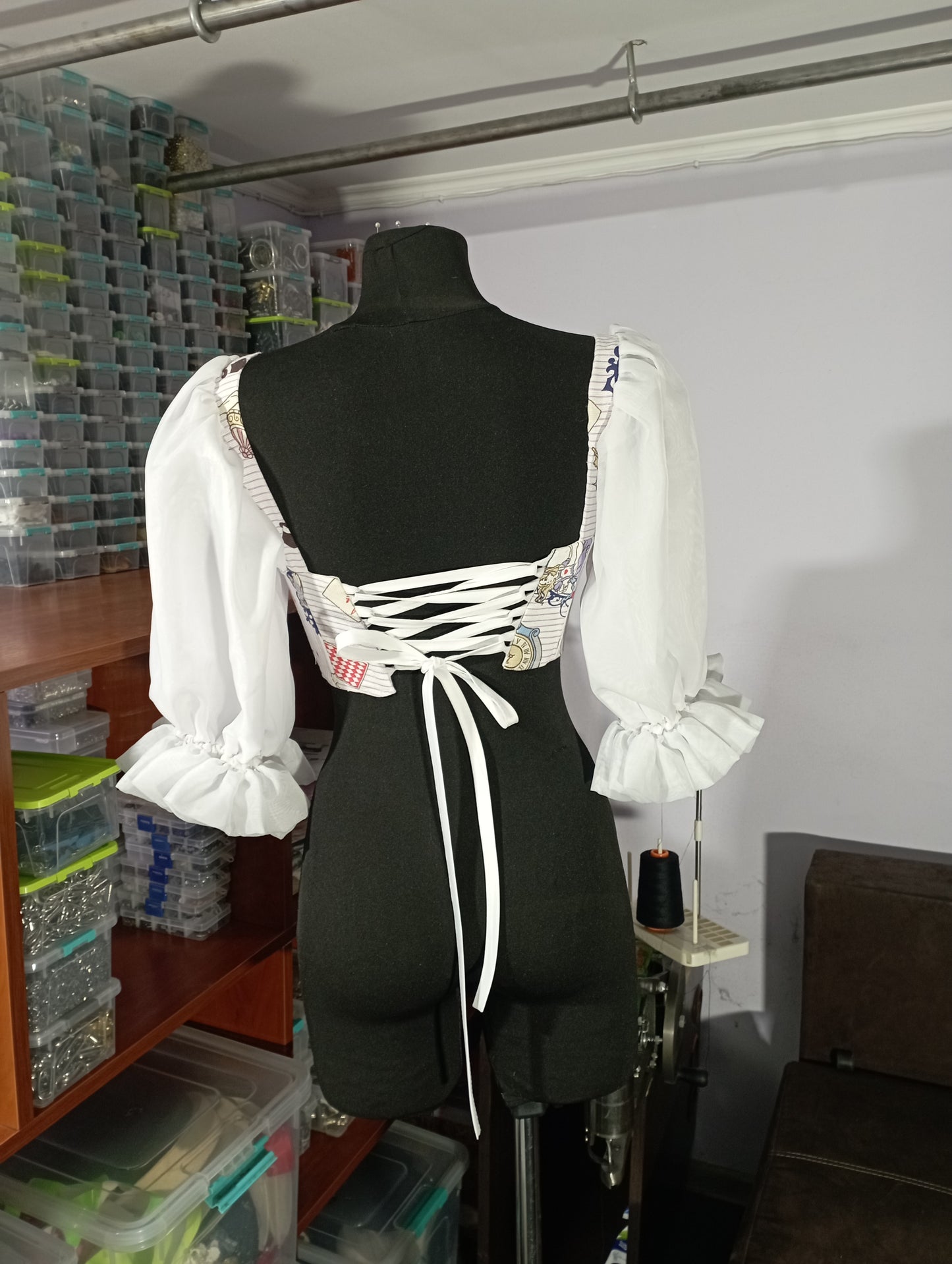 Custom corset top inspired by Alice in Wonderland