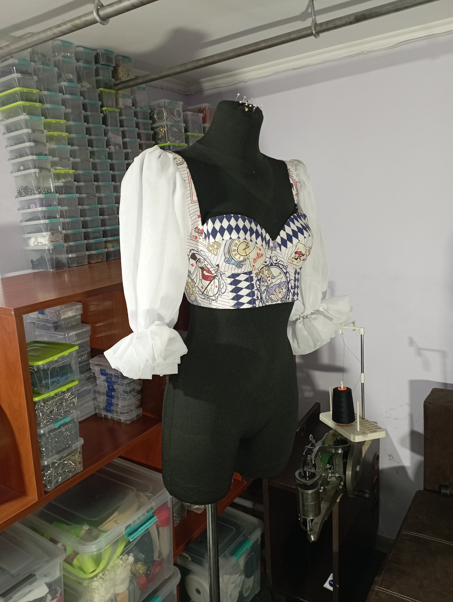 Custom corset top inspired by Alice in Wonderland