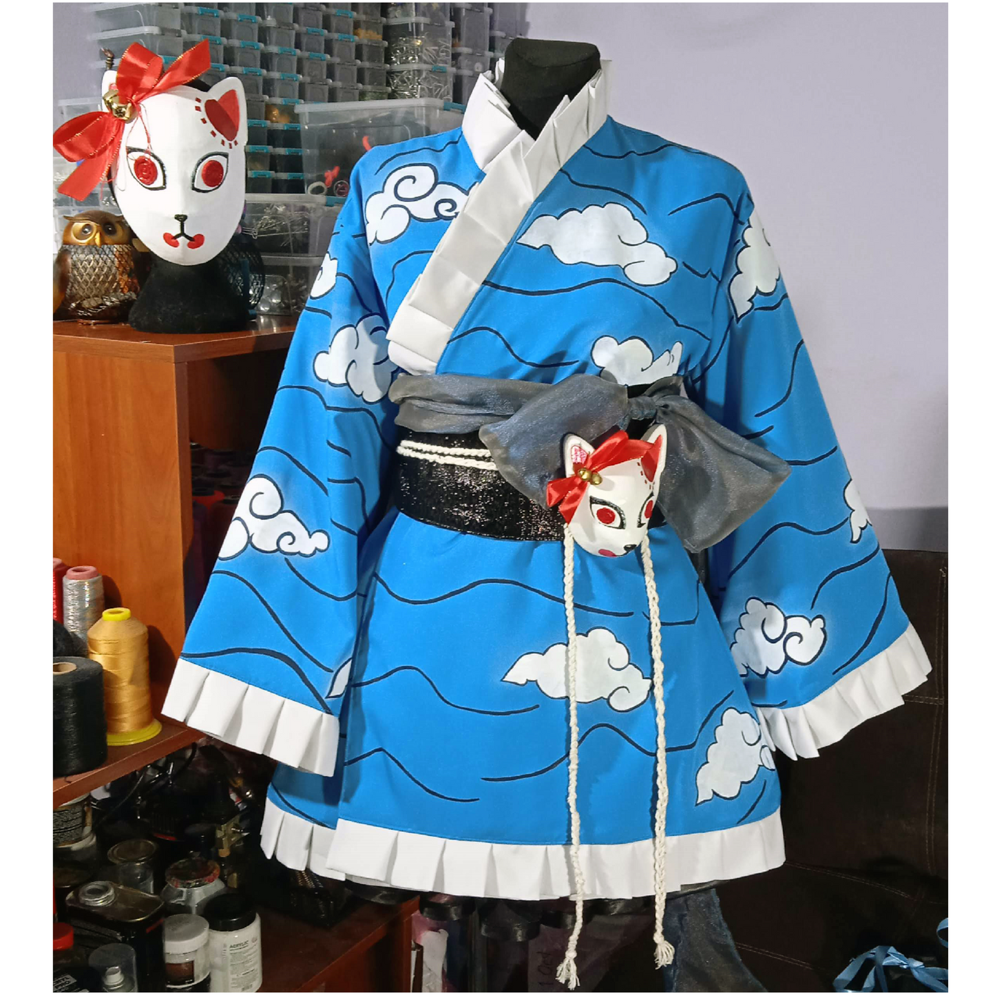 Inspired by Tanjiro Blue lolita kimono